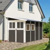 Abri De Jardin Adossé En Bois Vitrifié Gris 6,26m² Wandlitz 4 - Karibu