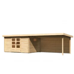 Abri De Jardin 11,49m² En Bois Massif 40mm Trittau 5 Avec Appentis 440cm Et Paroi Arrière – Karibu -Jardin Abri Boutique abri de jardin 1149m en bois massif 40mm trittau 5 avec appentis 440cm et paroi arriere woodfeeling 2