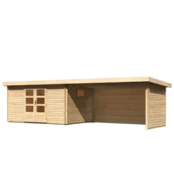 Abri De Jardin 11,49m² En Bois Massif 40mm Trittau 5 Avec Appentis 440cm, Paroi Arrière Et Latérale – Karibu -Jardin Abri Boutique abri de jardin 1149m en bois massif 40mm trittau 5 avec appentis 440cm paroi arriere et laterale woodfeeling 2
