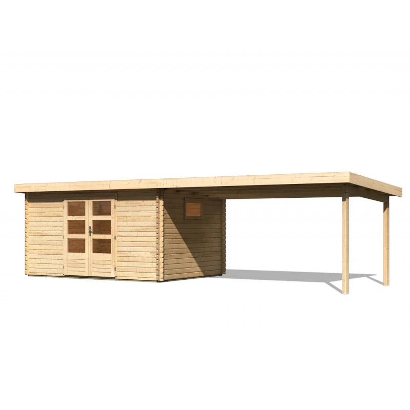 Abri De Jardin 11,49m² En Bois Massif 40mm Trittau 5 Avec Appentis 440cm – Karibu 4 Abri De Jardin 11,49m² En Bois Massif 40mm Trittau 5 Avec Appentis 440cm – Karibu – Image 4