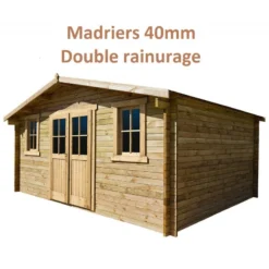 Abri De Jardin 16m² PLUS En Bois 40mm Traité Teinté Marron Gardy Shelter