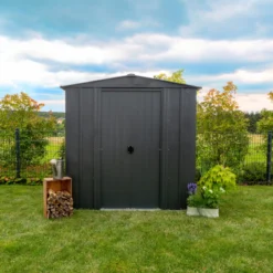 Abri De Jardin 2,5m² Toit Double Pente En Acier Galvanisé Anthracite Spacemaker -Jardin Abri Boutique abri de jardin 25m toit double pente en acier galvanise anthracite spacemaker 2