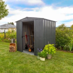 Abri De Jardin 2,5m² Toit Double Pente En Acier Galvanisé Anthracite Spacemaker
