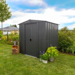 Abri De Jardin 2,5m² Toit Double Pente En Acier Galvanisé Anthracite Spacemaker -Jardin Abri Boutique abri de jardin 25m toit double pente en acier galvanise anthracite spacemaker 3