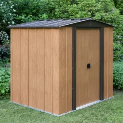 Abri De Jardin 2,93m² Toit Double Pente En Acier Galvanisé Aspect Bois Spacemaker -Jardin Abri Boutique abri de jardin 293m toit double pente en acier galvanise aspect bois spacemaker 2