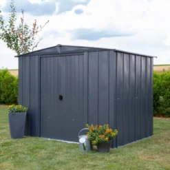 Abri De Jardin 3,65m² Toit Double Pente En Acier Galvanisé Anthracite Spacemaker -Jardin Abri Boutique abri de jardin 365m toit double pente en acier galvanise anthracite spacemaker 2