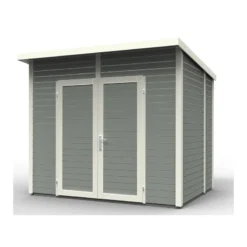 Abri De Jardin 4,31m² Skur 4 + Plancher Traité Peint Gris Baltic