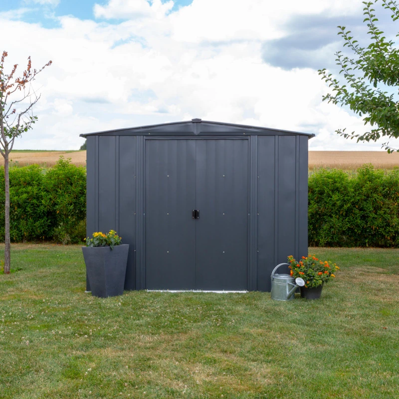 Abri De Jardin 4,58m² Toit Double Pente En Acier Galvanisé Anthracite Spacemaker 4 Abri De Jardin 4,58m² Toit Double Pente En Acier Galvanisé Anthracite Spacemaker – Image 4