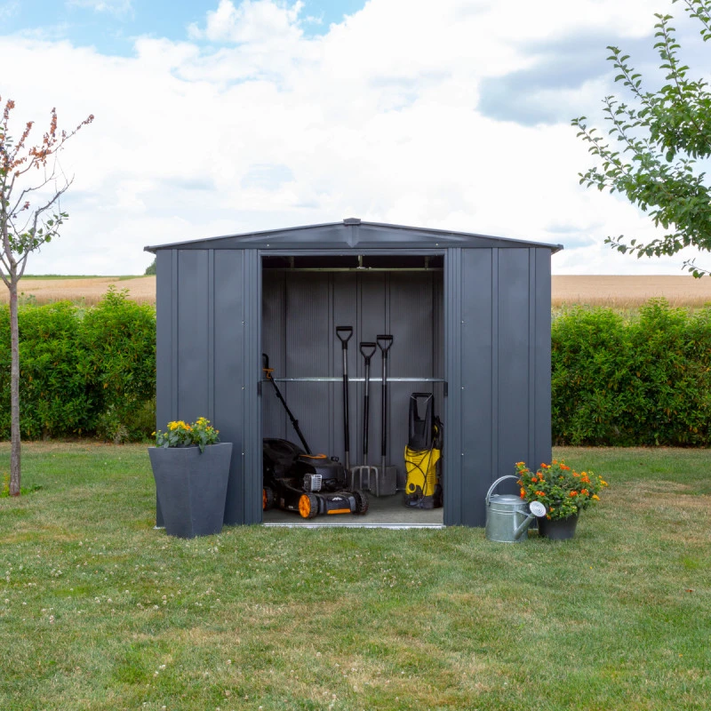 Abri De Jardin 4,58m² Toit Double Pente En Acier Galvanisé Anthracite Spacemaker 5 Abri De Jardin 4,58m² Toit Double Pente En Acier Galvanisé Anthracite Spacemaker – Image 5