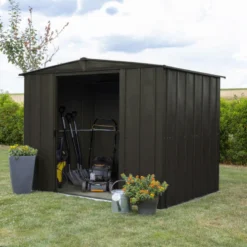 Abri De Jardin 4,58m² Toit Double Pente En Acier Galvanisé Noir Onyx Spacemaker