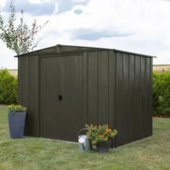 Abri De Jardin 4,58m² Toit Double Pente En Acier Galvanisé Noir Onyx Spacemaker -Jardin Abri Boutique abri de jardin 458m toit double pente en acier galvanise noir onyx spacemaker 4