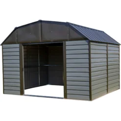 Abri De Jardin 7,8m² à Toit Mansardé En Acier Galvanisé Anthracite Spacemaker -Jardin Abri Boutique abri de jardin 78m type hangar en acier galvanise anthracite spacemaker 5