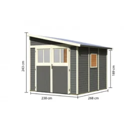 Abri De Jardin Adossé En Bois Gris Terre 6,23m² Bomlitz 3 - Karibu -Jardin Abri Boutique abri de jardin adosse en bois gris terre 623m bomlitz 3 karibu 2