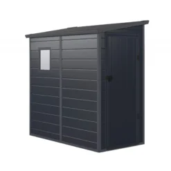 Abri De Jardin Adossé En Résine Anthracite 2,09m² + Kit De Fondation - JOBU