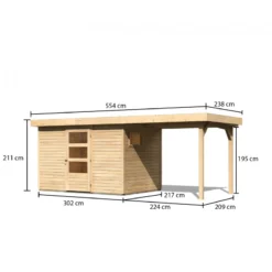 Abri De Jardin En Bois 6,55m² Avec Appentis De 2,40 M Freiburg 4 - Karibu -Jardin Abri Boutique abri de jardin en bois 655m avec appentis de 240 m freiburg 4 karibu 2