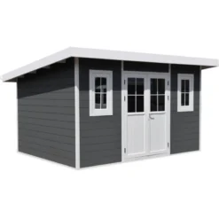 Abri De Jardin En Bois Composite 28mm Anthracite 12m² PREMIUM Toit Monopente - Woodlife Garden -Jardin Abri Boutique abri de jardin en bois composite 28mm anthracite 12m premium toit monopente woodlife garden 2