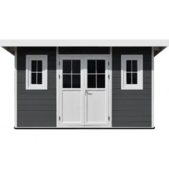 Abri De Jardin En Bois Composite 28mm Anthracite 12m² PREMIUM Toit Monopente - Woodlife Garden -Jardin Abri Boutique abri de jardin en bois composite 28mm anthracite 12m premium toit monopente woodlife garden 3