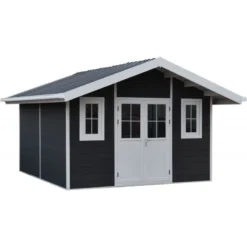 Abri De Jardin En Bois Composite 28mm Anthracite 14,75m² PREMIUM - Woodlife Garden -Jardin Abri Boutique abri de jardin en bois composite 28mm anthracite 1475m premium woodlife garden 3