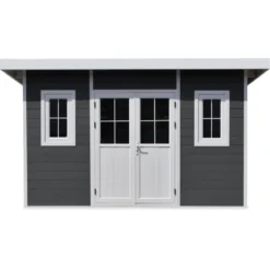 Abri De Jardin En Bois Composite 28mm Anthracite 14,90m² PREMIUM Toit Plat - Woodlife Garden -Jardin Abri Boutique abri de jardin en bois composite 28mm anthracite 1490m premium toit plat woodlife garden 2