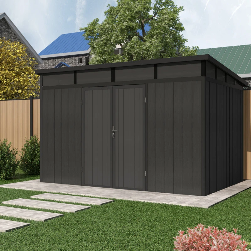 Abri De Jardin En Bois Composite 28mm Anthracite 8,09m² GORDON Skylight - Woodlife Garden 2 Abri De Jardin En Bois Composite 28mm Anthracite 8,09m² GORDON Skylight - Woodlife Garden – Image 2