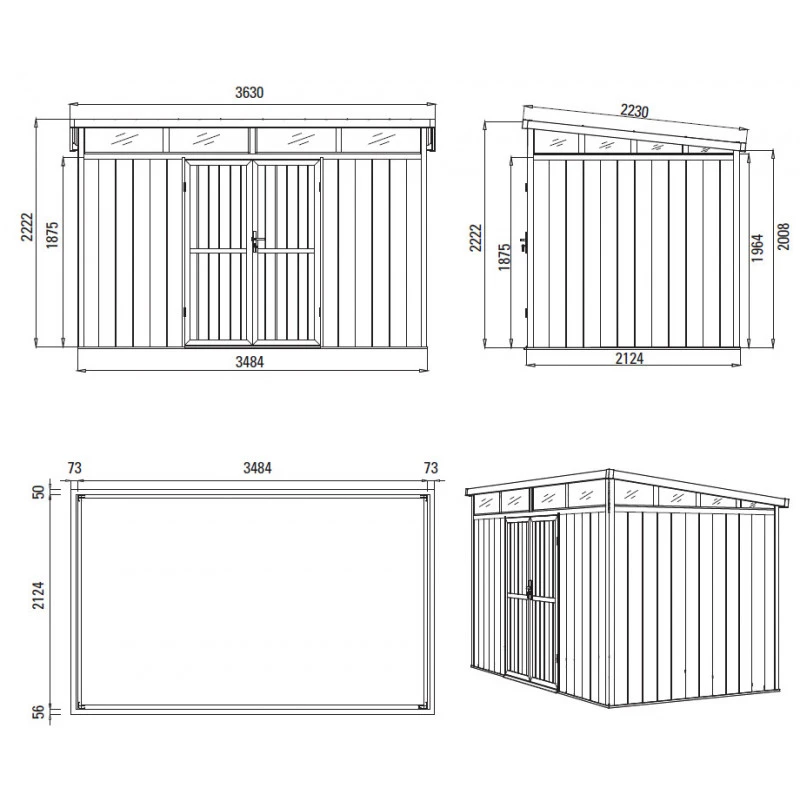 Abri De Jardin En Bois Composite 28mm Anthracite 8,09m² GORDON Skylight - Woodlife Garden 4 Abri De Jardin En Bois Composite 28mm Anthracite 8,09m² GORDON Skylight - Woodlife Garden – Image 4