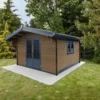 Abri De Jardin En Bois Composite 28mm Aspect Bois Vieilli 9m² Double Porte Alu Et Double Vitrage - Woodlife Garden
