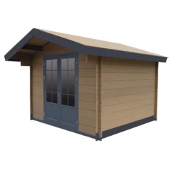 Abri De Jardin En Bois Composite 28mm Bois Vieilli 14,44m² Double Porte Alu Et Double Vitrage - WoodLife Garden