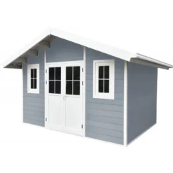 Abri De Jardin En Bois Composite 28mm Gris Clair 10,71m² PREMIUM - Woodlife Garden
