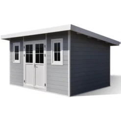 Abri De Jardin En Bois Composite 28mm Gris Clair 12m² PREMIUM Toit Plat - Woodlife Garden -Jardin Abri Boutique abri de jardin en bois composite 28mm gris clair 12m premium toit plat woodlife garden 2