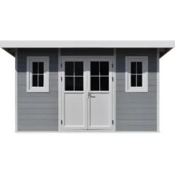 Abri De Jardin En Bois Composite 28mm Gris Clair 12m² PREMIUM Toit Plat - Woodlife Garden -Jardin Abri Boutique abri de jardin en bois composite 28mm gris clair 12m premium toit plat woodlife garden 3