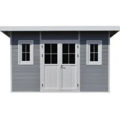 Abri De Jardin En Bois Composite 28mm Gris Clair 14,90m² PREMIUM Toit Plat - Woodlife Garden -Jardin Abri Boutique abri de jardin en bois composite 28mm gris clair 1490m premium toit plat woodlife garden 3