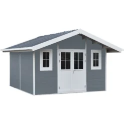 Abri De Jardin En Bois Composite 28mm Gris Clair 14,75m² PREMIUM - Woodlife Garden -Jardin Abri Boutique abri de jardin en bois composite 28mm gris clair 15m premium woodlife garden 2