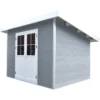 Abri De Jardin En Bois Composite 28mm Gris Clair 4,41m² PREMIUM Toit Plat - Woodlife Garden