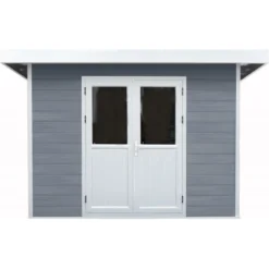 Abri De Jardin En Bois Composite 28mm Gris Clair 9m² PREMIUM Toit Plat - Woodlife Garden -Jardin Abri Boutique abri de jardin en bois composite 28mm gris clair 9m premium toit plat woodlife garden 2