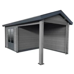 Abri De Jardin En Bois Composite Gris Foncé 9m² + 9m² Terrasse - Woodlife Garden -Jardin Abri Boutique abri de jardin en bois composite gris fonce 9m 9m terrasse woodlife 2