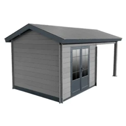 Abri De Jardin En Bois Composite Gris Foncé 9m² + 9m² Terrasse - Woodlife Garden -Jardin Abri Boutique abri de jardin en bois composite gris fonce 9m 9m terrasse woodlife 3