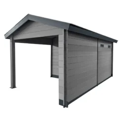 Abri De Jardin En Bois Composite Gris Foncé 9m² + 9m² Terrasse - Woodlife Garden -Jardin Abri Boutique abri de jardin en bois composite gris fonce 9m 9m terrasse woodlife 4
