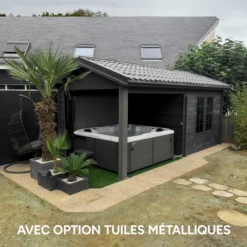 Abri De Jardin En Bois Composite Gris Foncé 9m² + 9m² Terrasse - Woodlife Garden -Jardin Abri Boutique abri de jardin en bois composite gris fonce 9m 9m terrasse woodlife 5