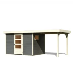 Abri De Jardin En Bois Gris Terre 6,55m² Avec Appentis De 2,40 M Freiburg 4 - Karibu -Jardin Abri Boutique abri de jardin en bois gris terre 655m avec appentis de 240 m freiburg 4 karibu 2