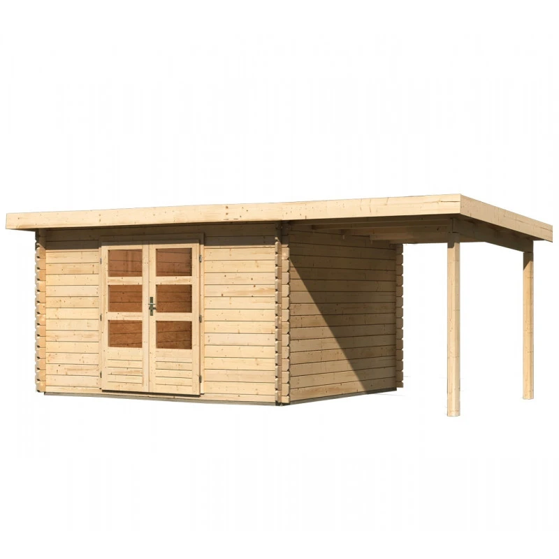 Abri De Jardin En Bois Massif 10,60m² Bastrup 7 Avec Appentis 200cm – Karibu 3 Abri De Jardin En Bois Massif 10,60m² Bastrup 7 Avec Appentis 200cm – Karibu – Image 3
