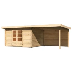 Abri De Jardin En Bois Massif 10,60m² Bastrup 7 Avec Appentis 300cm Et Paroi Arrière – Karibu -Jardin Abri Boutique abri de jardin en bois massif 1060m bastrup 7 avec appentis 300cm et paroi arriere woodfeeling 2