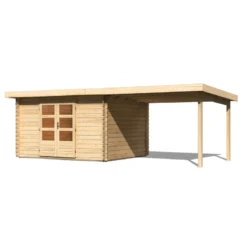 Abri De Jardin En Bois Massif 10,60m² Bastrup 7 Avec Appentis 300cm – Karibu -Jardin Abri Boutique abri de jardin en bois massif 1060m bastrup 7 avec appentis 300cm woodfeeling 2