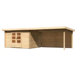 Abri De Jardin En Bois Massif 10,60m² Bastrup 7 Avec Appentis 400cm Et Paroi Arrière – Karibu -Jardin Abri Boutique abri de jardin en bois massif 1060m bastrup 7 avec appentis 400cm et paroi arriere woodfeeling 2