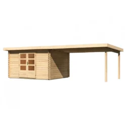 Abri De Jardin En Bois Massif 10,60m² Bastrup 7 Avec Appentis 400cm – Karibu -Jardin Abri Boutique abri de jardin en bois massif 1060m bastrup 7 avec appentis 400cm woodfeeling 3