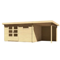 Abri De Jardin En Bois Massif 11,49m² Bastrup 8 Avec Appentis 200cm Et Paroi Arrière – Karibu -Jardin Abri Boutique abri de jardin en bois massif 1149m bastrup 8 avec appentis 200cm et paroi arriere woodfeeling 2