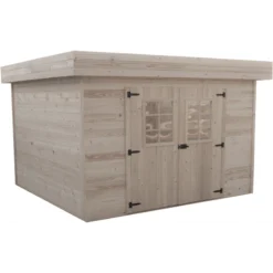 Abri De Jardin En Bois Massif 14,75m² Monopente – Madriers 28mm – Toiture En Bac Acier – Habrita