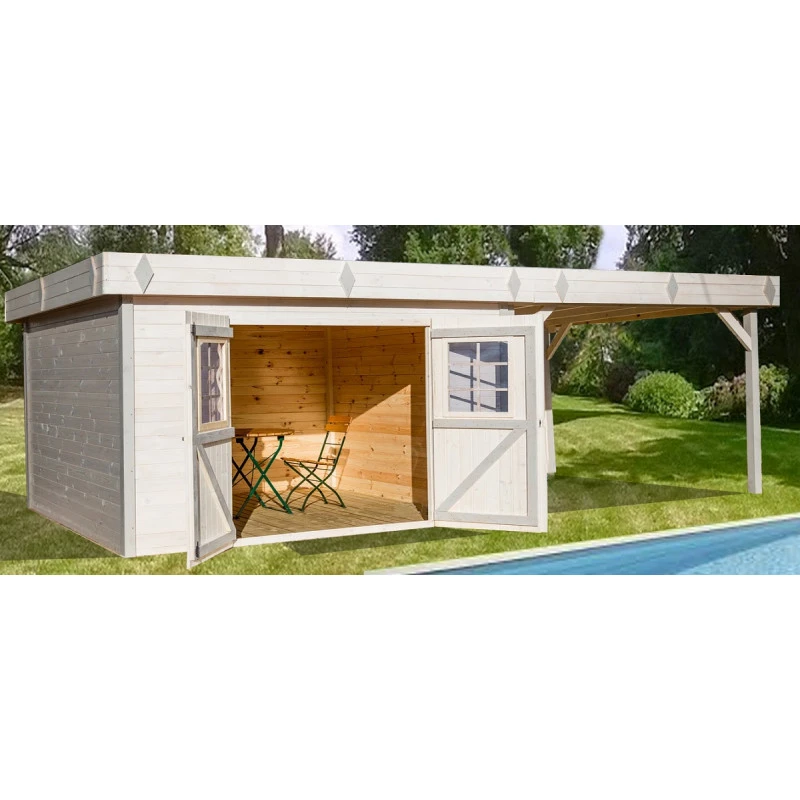 Abri De Jardin En Bois Massif 29,04m² Avec Terrasse – Madriers 28mm – Toiture En Bac Acier – Habrita 3 Abri De Jardin En Bois Massif 29,04m² Avec Terrasse – Madriers 28mm – Toiture En Bac Acier – Habrita – Image 3