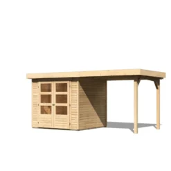 Abri De Jardin En Bois Massif 4,62m² Askola 2 Avec Appentis 240cm – Karibu -Jardin Abri Boutique abri de jardin en bois massif 462m askola 2 avec appentis 240cm woodfeeling 2