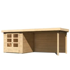 Abri De Jardin En Bois Massif 4,62m² Askola 2 Avec Appentis 280cm Et Paroi Arrière – Karibu -Jardin Abri Boutique abri de jardin en bois massif 462m askola 2 avec appentis 280cm et paroi arriere woodfeeling 2
