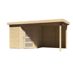Abri De Jardin En Bois Massif 4,62m² Schwandorf 3 Avec Appentis 240cm Et Paroi Arrière – Karibu -Jardin Abri Boutique abri de jardin en bois massif 462m schwandorf 3 avec appentis 240cm et paroi arriere woodfeeling 2